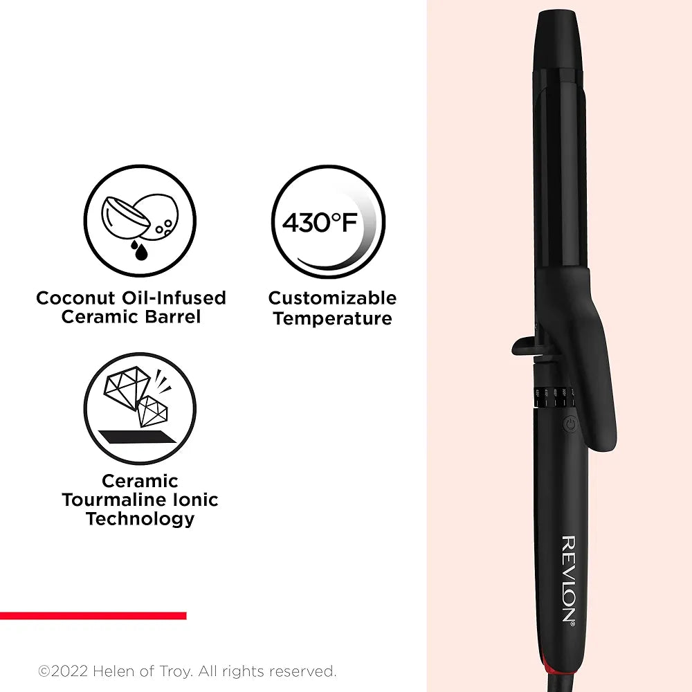 Revlon SmoothStay Coconut Oil-Infused Curling Iron | for Shiny, Smooth Curls 
