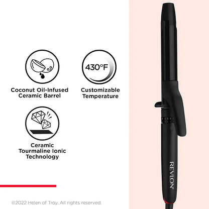 Revlon SmoothStay Coconut Oil-Infused Curling Iron | for Shiny, Smooth Curls 