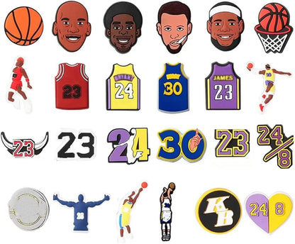 30pcs Basketball Shoes Charms for Boys, Unduplicated Shoe Charms for Boys Gift Decor PVC Sports Shoe Charms for Teens Man Party Favors