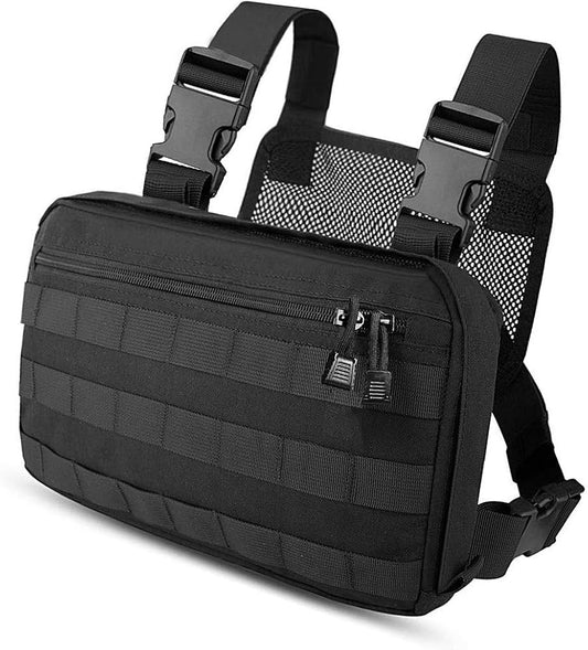 abcGoodefg Tactical Molle Radio Chest Harness Holder Holster Vest Front Pouch Outdoor Bag Pack 