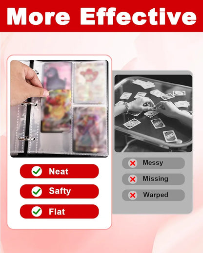 4 Pocket Trading Card Binder, Waterproof Cards Collection Binder with 50 Removable Sheets for 400 Cards Storage, Card Holder Book for TCG,MTG
