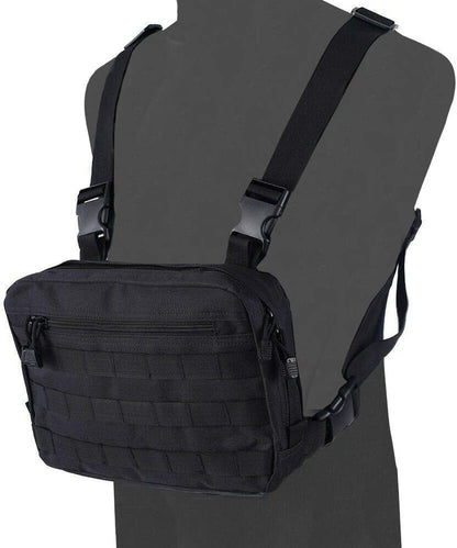 abcGoodefg Tactical Molle Radio Chest Harness Holder Holster Vest Front Pouch Outdoor Bag Pack 