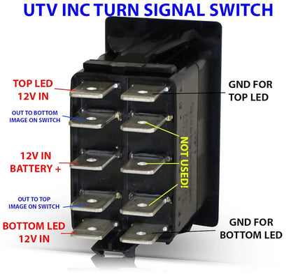 UTV INC Dual Blue LED Back Lit DPDT On/Off/On Vertical Turn Signal Switch