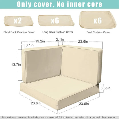 14Pieces Patio Cushion Covers Replacement,Outdoor Couch Cushions Covers Waterproof Furniture Cushion Covers Slipcovers Set with Zippers,Cover Only