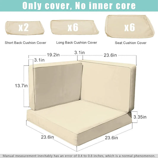 14Pieces Patio Cushion Covers Replacement,Outdoor Couch Cushions Covers Waterproof Furniture Cushion Covers Slipcovers Set with Zippers,Cover Only
