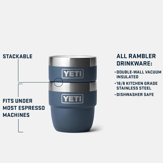 YETI Rambler 4 oz Stackable Cup, Stainless Steel, Vacuum Insulated Espresso/Coffee Cup, 2 Pack, Agave Teal