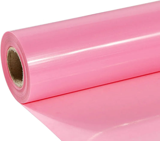 TUMIYA Pink Heat Transfer Vinyl Roll, 12 in x 8 ft Pink HTV Vinyl, Adhesive Glossy Pink Iron on Vinyl for T-Shirt
