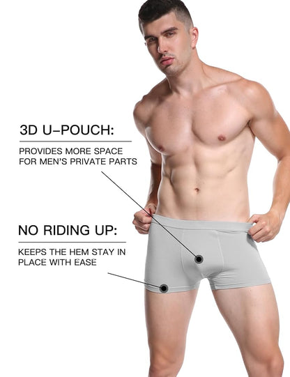 Youlehe Men's Ultra-Soft Bamboo Viscose Boxer Briefs - Comfortable & Stretchy Trunks (Multi-Pack)