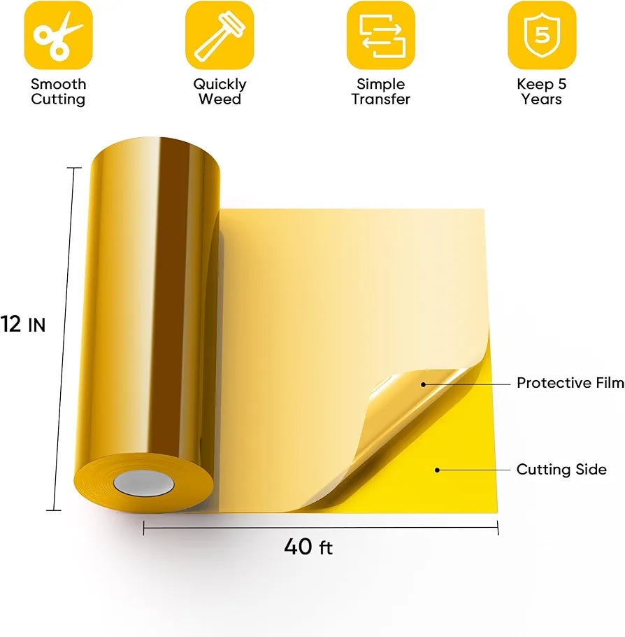 Gold Permanent Vinyl for Cricut & Silhouette