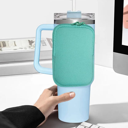 TEGOOL Water Bottle Pouch, Compatible with Stanley Quencher Adventure 40oz & Fit for Stanley IceFlow 20oz 30oz,Handheld Pocket for Safely Carry Cards Keys, Wallet, Earphone etc. Daily Necessities