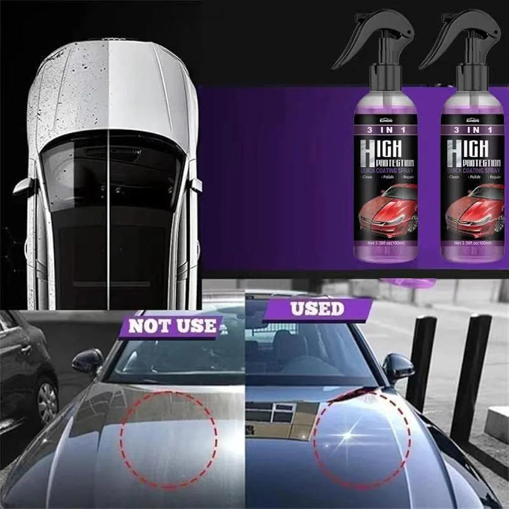3 in 1 Ceramic car Coating Spray High Protection Quick Wax, Spray, Fast Fine Scratch Repair, Coating, Nano Repair +Brush Cloth