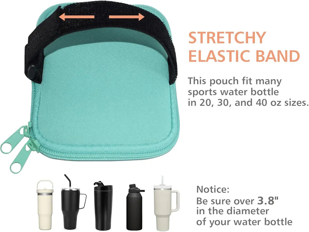 TEGOOL Water Bottle Pouch, Compatible with Stanley Quencher Adventure 40oz & Fit for Stanley IceFlow 20oz 30oz,Handheld Pocket for Safely Carry Cards Keys, Wallet, Earphone etc. Daily Necessities