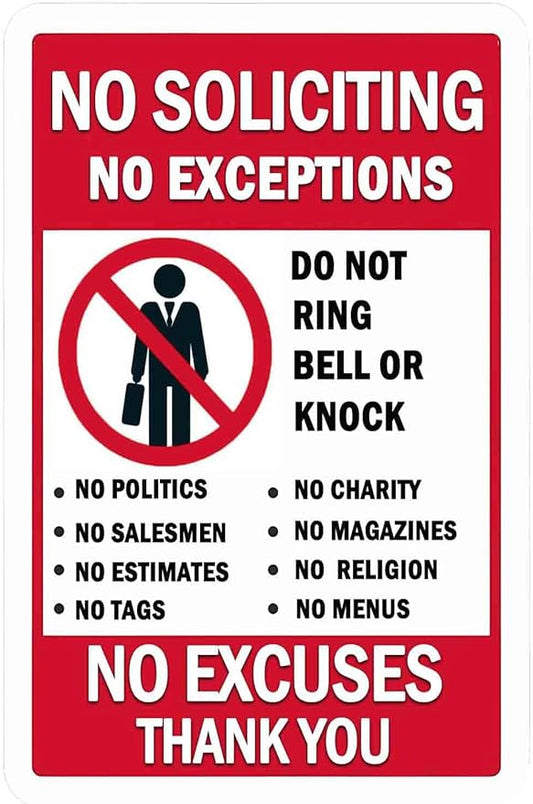 Shuilv Funny 'No Soliciting' Sign for House & Home - Protect Your Peace! (8x12 inch)