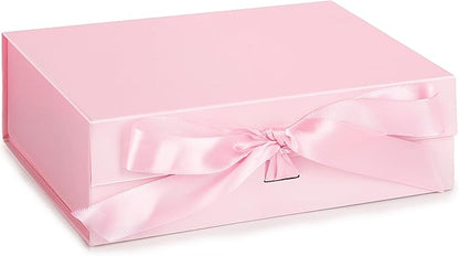 JOHOUSE Elegant Pink Gift Box (10.5" x 7.5" x 3.1") with Magnetic Closure - Perfect for Bridesmaid Proposals, Weddings, Anniversaries & Special Gifts