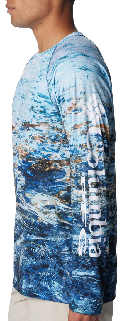 COLUMBIA MENS PFG PERFORMANCE WATER PRINT LONG SLEEVE TEE XL