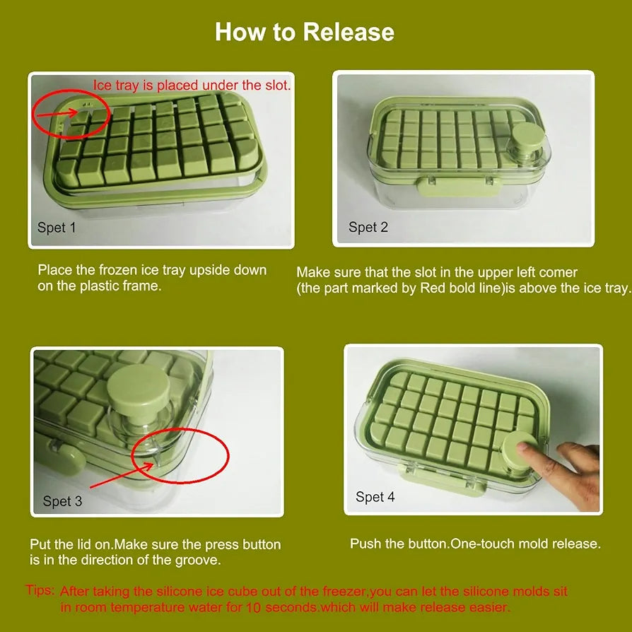 Ice Cube Trays with Lid and Bin : 64 Pcs for Freezer,Ice Cube Mold for Tumbler cup, Ice Molds Ice Scoop,with 2 Pack Mini Trays, Ice Cube Tray Mold for Whiskey Cocktail,Juice,Coffee,Ice drink 