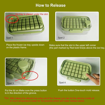 Ice Cube Trays with Lid and Bin : 64 Pcs for Freezer,Ice Cube Mold for Tumbler cup, Ice Molds Ice Scoop,with 2 Pack Mini Trays, Ice Cube Tray Mold for Whiskey Cocktail,Juice,Coffee,Ice drink 