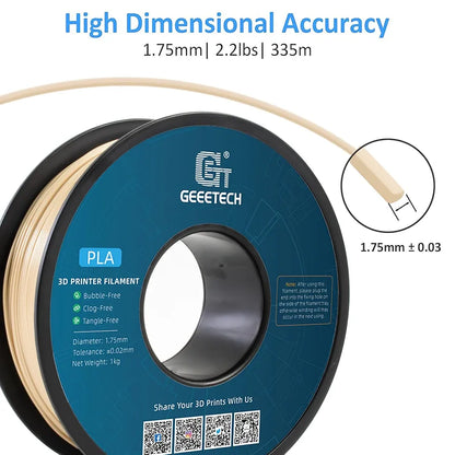 Geeetech PLA Filament 1.75mm Bone White 3D Printer Filament 1kg, Neatly Wound Bone PLA Filament, Dimensional Accuracy +/- 0.02 mm, Fit Most FDM 3D Printers