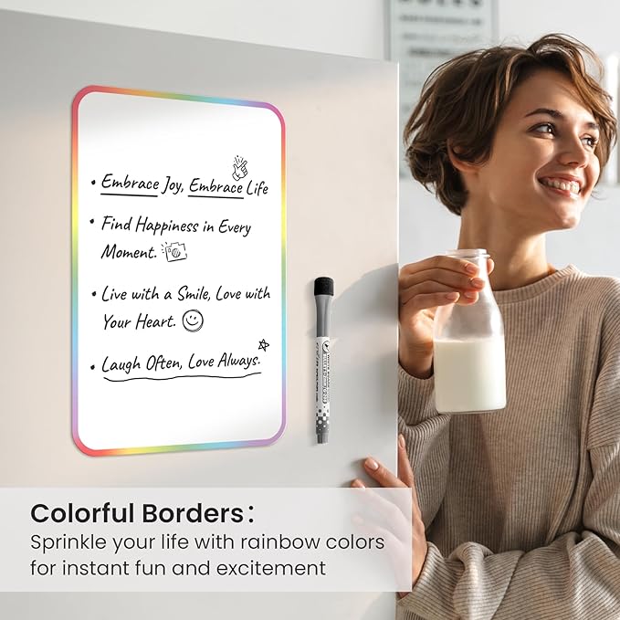 Premium Magnetic Dry Erase Board for Fridge - 12"x8" Kitchen Whiteboard Organizer with Eraser, Markers & Conversion Chart - Perfect for Notes & To-Do Lists