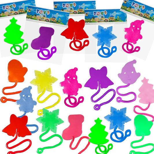 28pcs Christmas Sticky Hands Toys for Kids, Christmas Styles Stretchy Toys for Christmas Stocking Stuffers, Gifts, Pinata Fillers, Party Favors for Kids