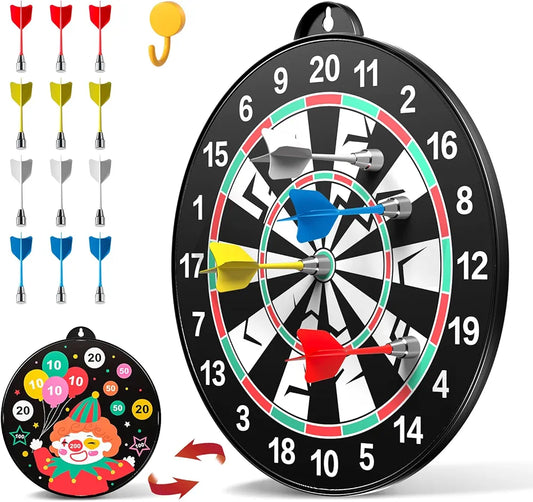Doloowee 14 PCS Double-Sided Magnetic Kids Dart Board Set, Large Size Boys Toys Dartboards with 12 Darts, Indoor Outdoor Party Games Toys Gifts for 4 5 6 7 8 9 10 Year Old Boy Girl and Adult