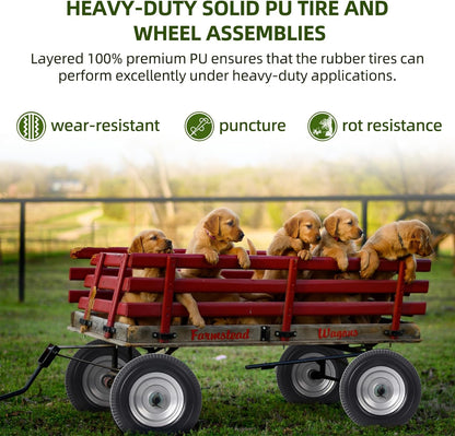 AR-PRO  10-Inch Solid Wheel Replacement - 4.10/3.50-4 Flat Free Tire and Wheel with 5/8 extra 3/4 &1/2 Bearings and 2.2" Offset Hub - Compatible with Hand Truck, Generator, Gorilla Carts