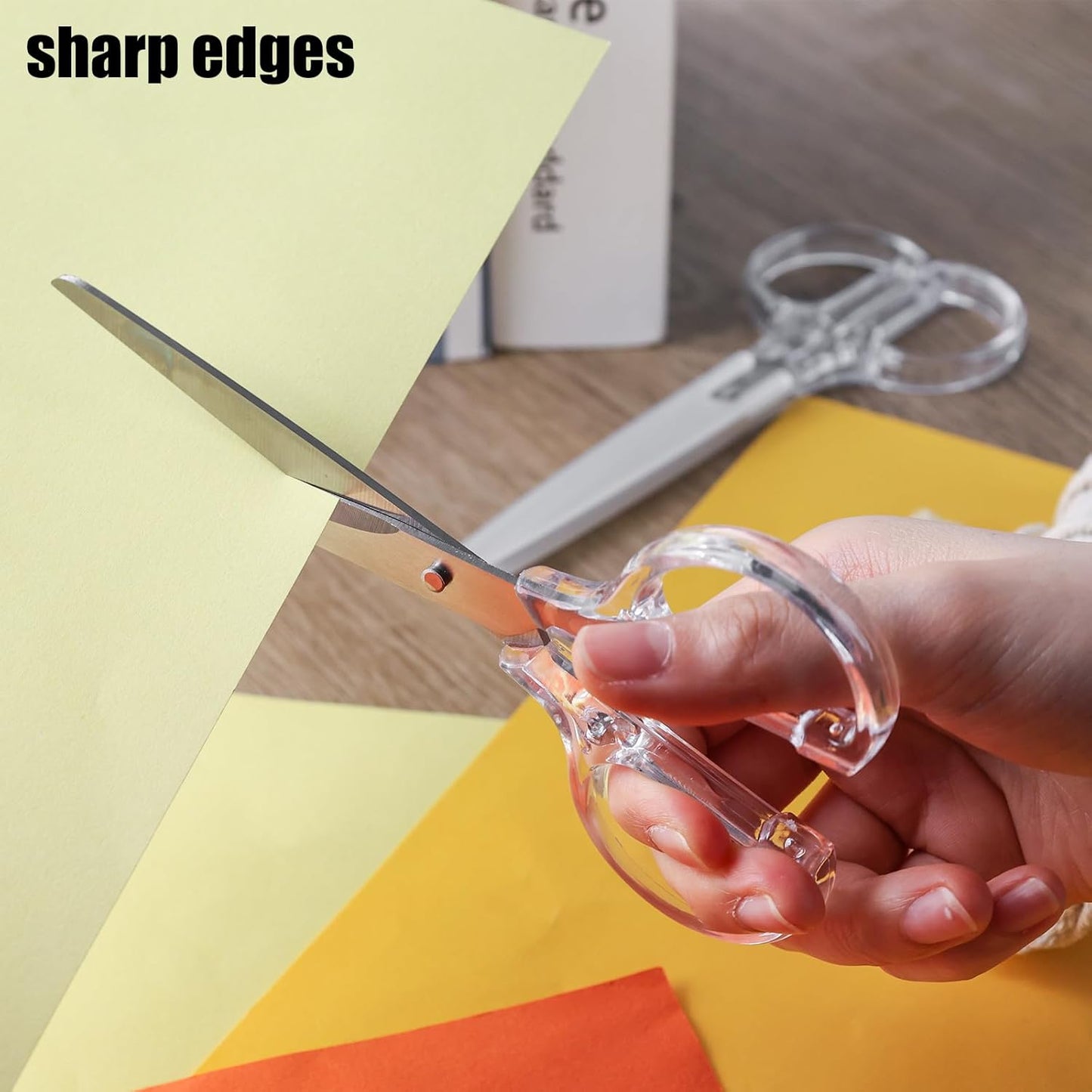 Koogel 3 Pieces 6.3 Inches Acrylic Scissors Clear Silver Scissors Fabric Scissors Straight Acrylic Stainless Steel Multipurpose Craft Scissors for Office, Home, Sewing