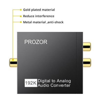 PROZOR 192KHz Hi-Res Audio Converter: Upscale Your Sound with Digital to Analog DAC | SPDIF, Optical, RCA & 3.5mm Outputs