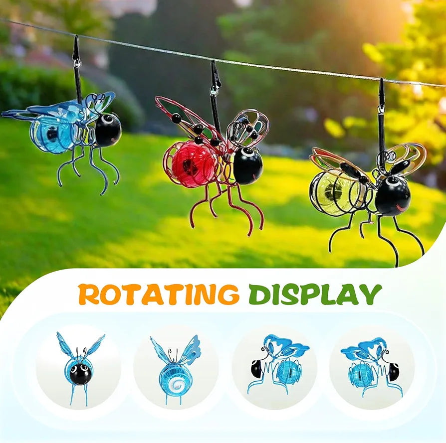 Solar Bee Lights - Metal Garden Decor for Patio, Balcony, Yard