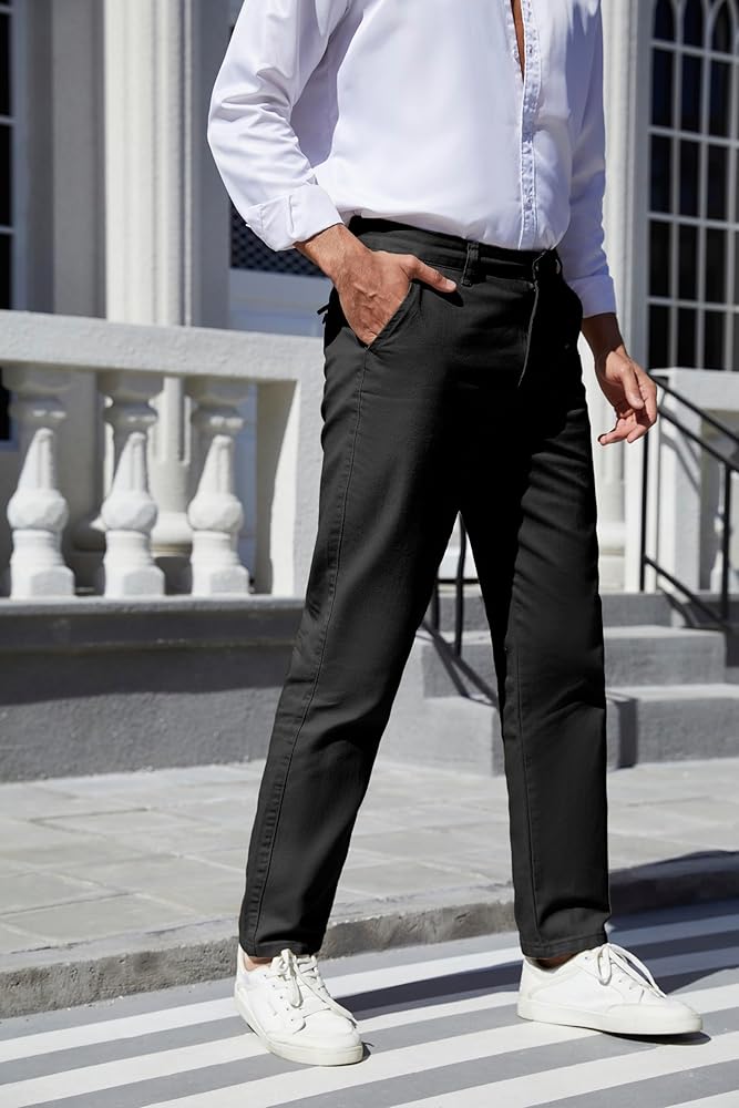 Men's Classic-Fit Straight Casual Fashion Non-Stretch Cotton Chino Pants