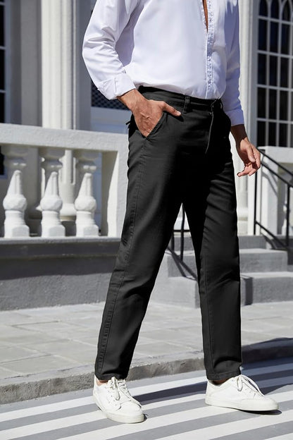 Men's Classic-Fit Straight Casual Fashion Non-Stretch Cotton Chino Pants