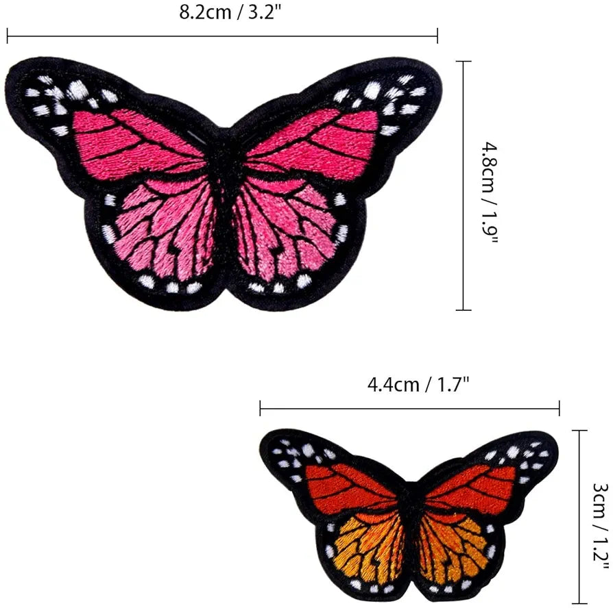 AUGSUN 40pcs Butterfly Iron on Patches - Vibrant 2-Size Embroidered Sew Applique Repair Patches for DIY Fashion