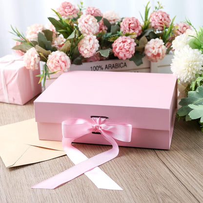JOHOUSE Elegant Pink Gift Box (10.5" x 7.5" x 3.1") with Magnetic Closure - Perfect for Bridesmaid Proposals, Weddings, Anniversaries & Special Gifts
