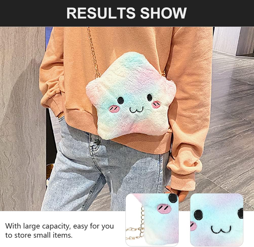LUOZZY Plush Crossbody Bag Star Shaped Furry Purse for Girls Fluffy Handbag Small Purse with Chain Soft Shoulder Bag for Girls Women