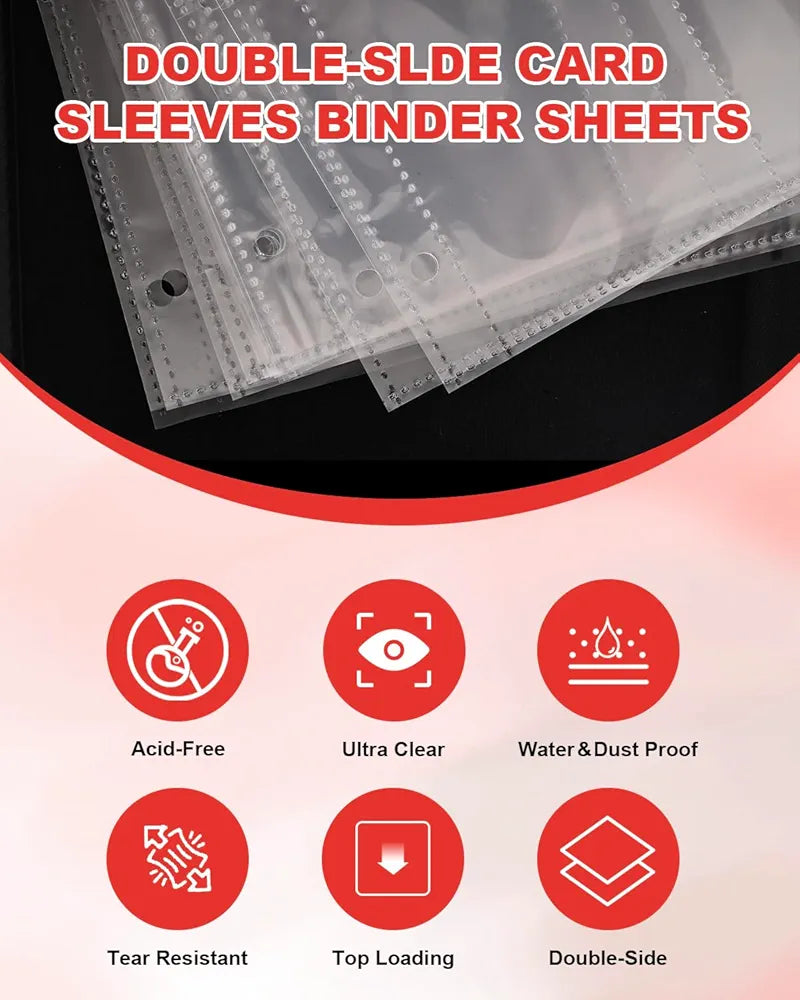 4 Pocket Trading Card Binder, Waterproof Cards Collection Binder with 50 Removable Sheets for 400 Cards Storage, Card Holder Book for TCG,MTG