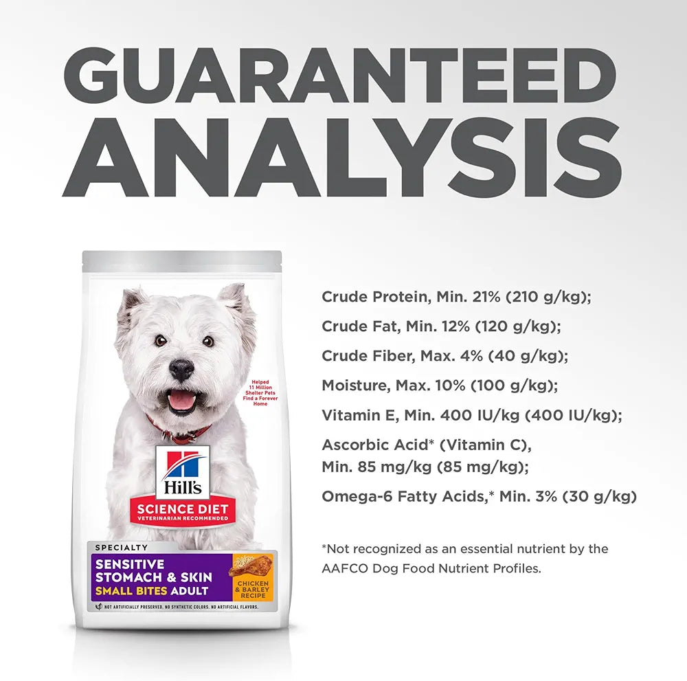 Hill's Science Diet Sensitive Stomach & Skin, Adult 1-6, Stomach & Skin Sensitivity Support, Small Kibble, Dry Dog Food, Chicken Recipe, 4 lb Bag