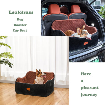 Dog Car Seat Up to 55lb,2 Clip-On Safety (Black/Grey, Large)