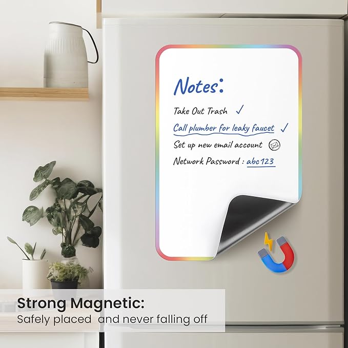 Premium Magnetic Dry Erase Board for Fridge - 12"x8" Kitchen Whiteboard Organizer with Eraser, Markers & Conversion Chart - Perfect for Notes & To-Do Lists