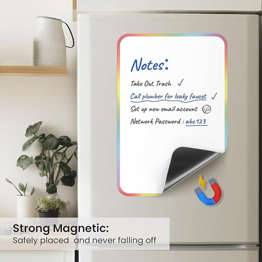 Premium Magnetic Dry Erase Board for Fridge - 12"x8" Kitchen Whiteboard Organizer with Eraser, Markers & Conversion Chart - Perfect for Notes & To-Do Lists