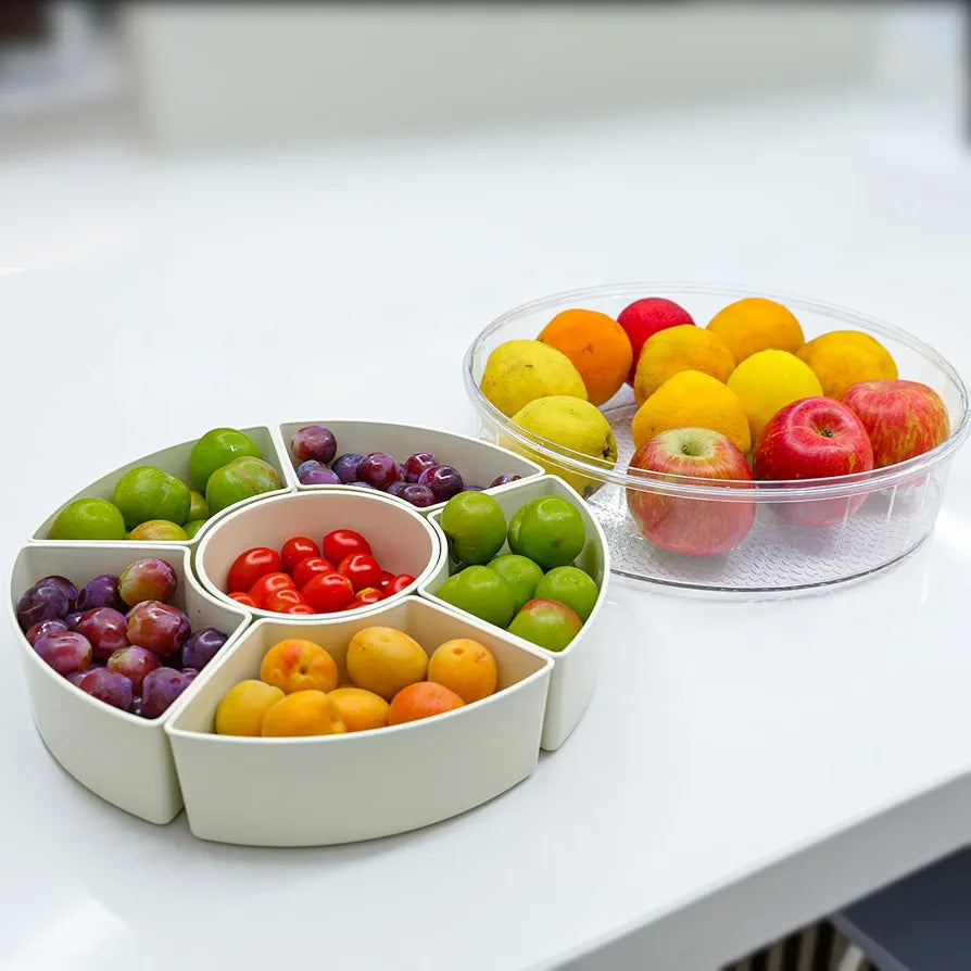 Divided Serving Tray with Lid and Handle Snack Box for Fridge Snackle Box Container Snack Spinner for Adults Serving Platter Fruit Tray