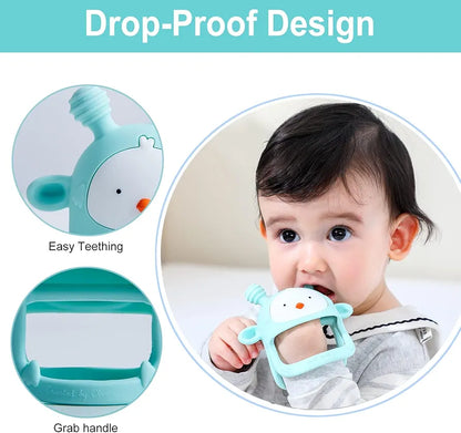 COZYPANDA Baby Teether, Teething Toys for Babies 0-6 Months, Never Drop Baby Teething Toys Silicone, Infant Toys, Teething Pacifier, Baby Chew Toys for Teething Relief, BPA Free