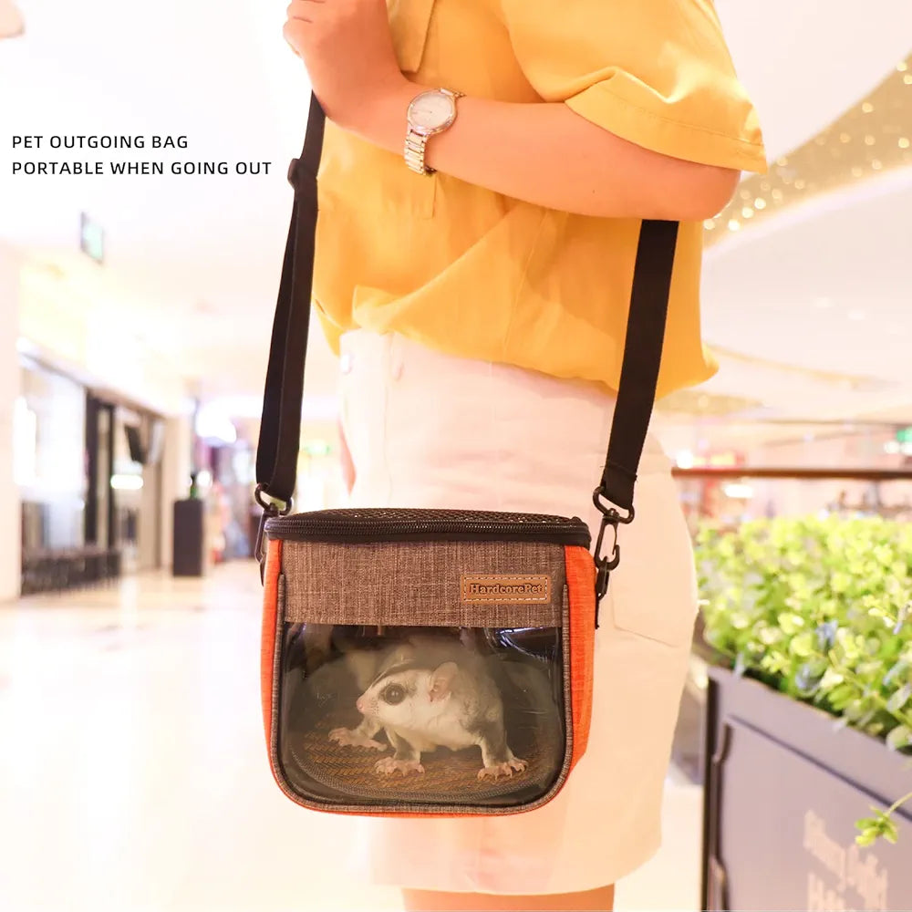 Small Pet Carrier Bag, Breathable & Portable – Small Animal Travel Bag with Detachable Strap Zipper for Sugar Glider, Hamster, Rat，Gerbils 