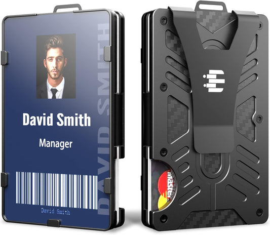 Elilier Sleek Minimalist Black Aluminum Wallet  Card Holder with Cash Clip.