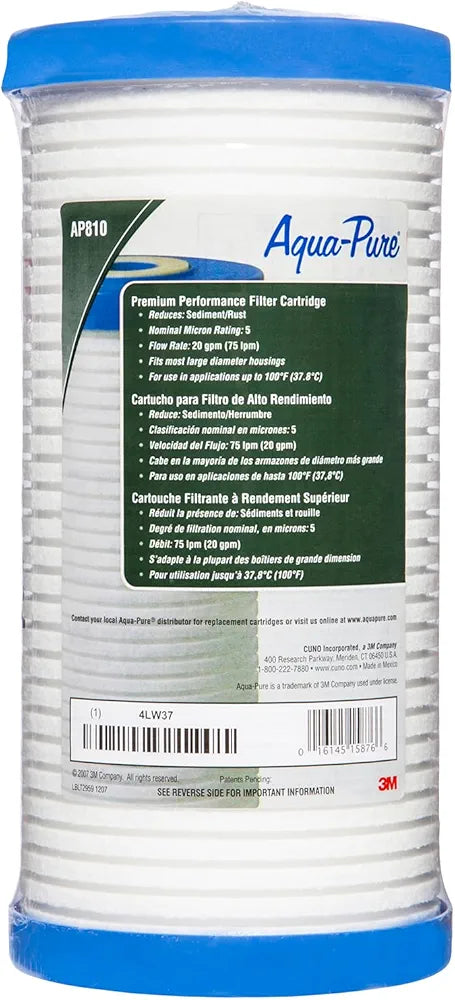 3M Aqua-Pure Whole House Replacement Water Filter AP810, For Aqua-Pure AP801, AP801-C, AP801T and AP801B Water Filtration Systems,White