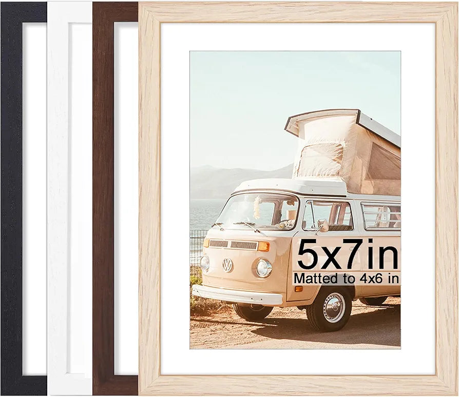 KTKDE 5x7 multicolour Picture frame Set of 4,multi-frame 4x6 mat or 5x7 photos, Modern Style Wood Composite Frame, real glass, Black Studio Gallery 5x7 white frame for ideal gift