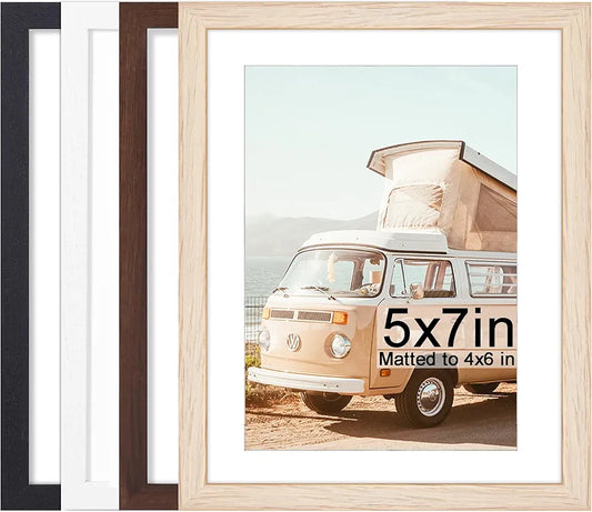 KTKDE 5x7 multicolour Picture frame Set of 4,multi-frame 4x6 mat or 5x7 photos, Modern Style Wood Composite Frame, real glass, Black Studio Gallery 5x7 white frame for ideal gift