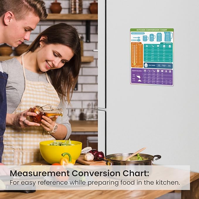 Premium Magnetic Dry Erase Board for Fridge - 12"x8" Kitchen Whiteboard Organizer with Eraser, Markers & Conversion Chart - Perfect for Notes & To-Do Lists