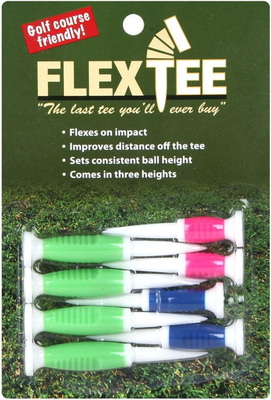 FlexTee Flexible Golf Tees , Virtually Unbreakable, Greater Distance, Accuracy, Less Resistance