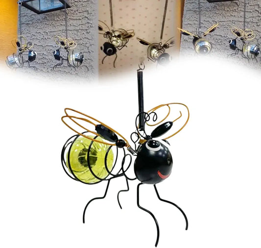Solar Bee Lights - Metal Garden Decor for Patio, Balcony, Yard