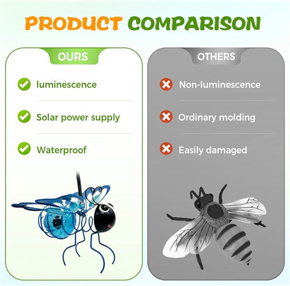 Solar Bee Lights - Metal Garden Decor for Patio, Balcony, Yard